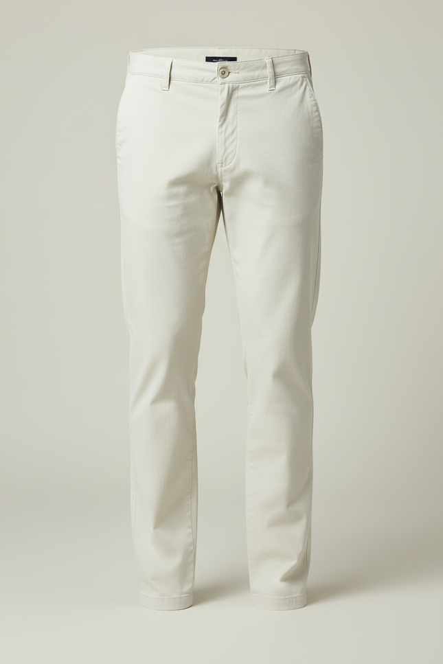 Pantalon Blanc Coton Slim Chino Droit Homme - Beige - vue 3