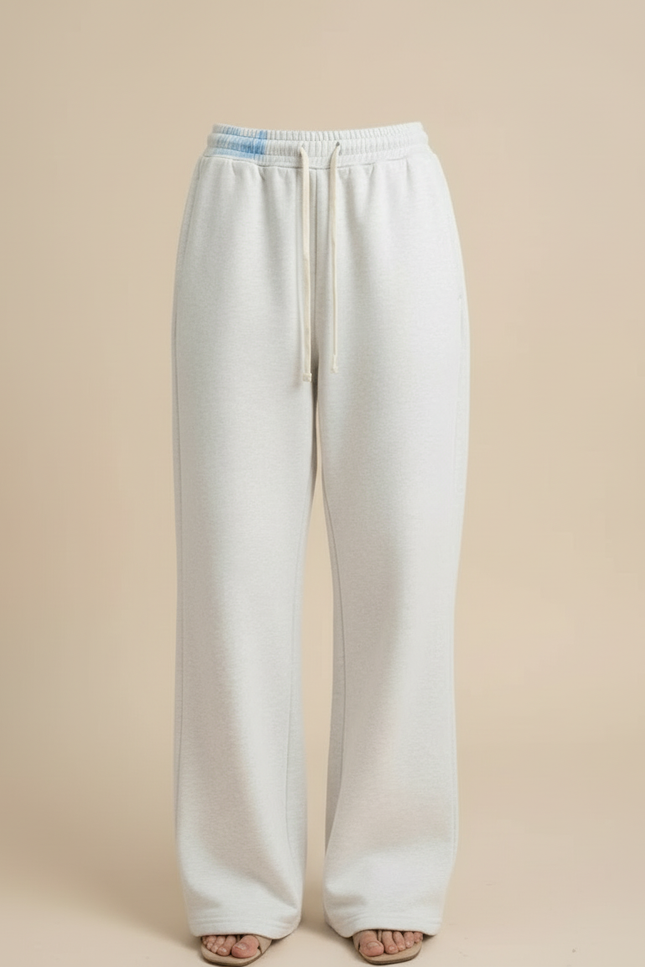 Pantalon Blanc Ample Décontracté Coton Molletonné Femme - Gris - vue 3