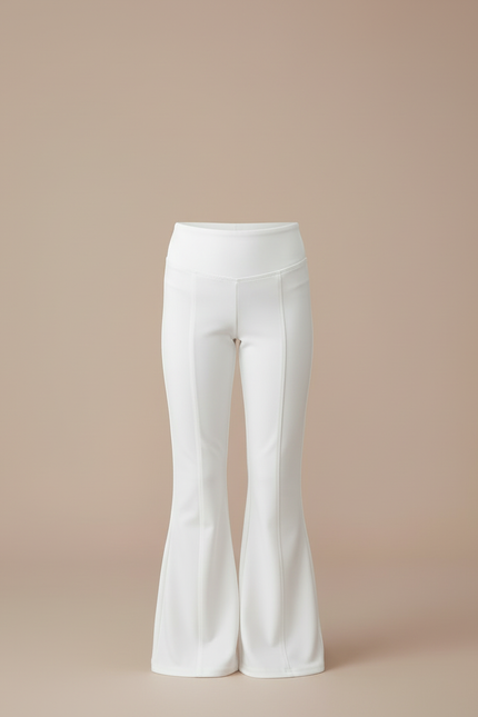 Pantalon Blanc Évasé Taille Haute Fille Stretch - Maille - vue 3