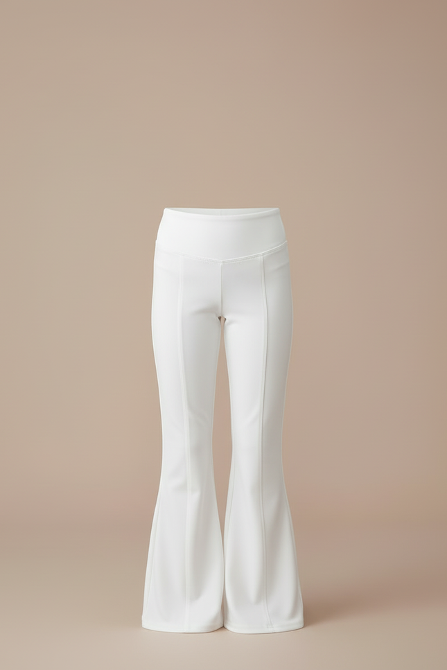 Pantalon Blanc Évasé Taille Haute Fille Stretch - Maille - vue 3