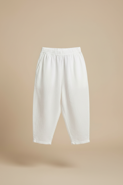Pantalon Blanc Coton Lin Ample Enfant Décontracté Estival - vue 3