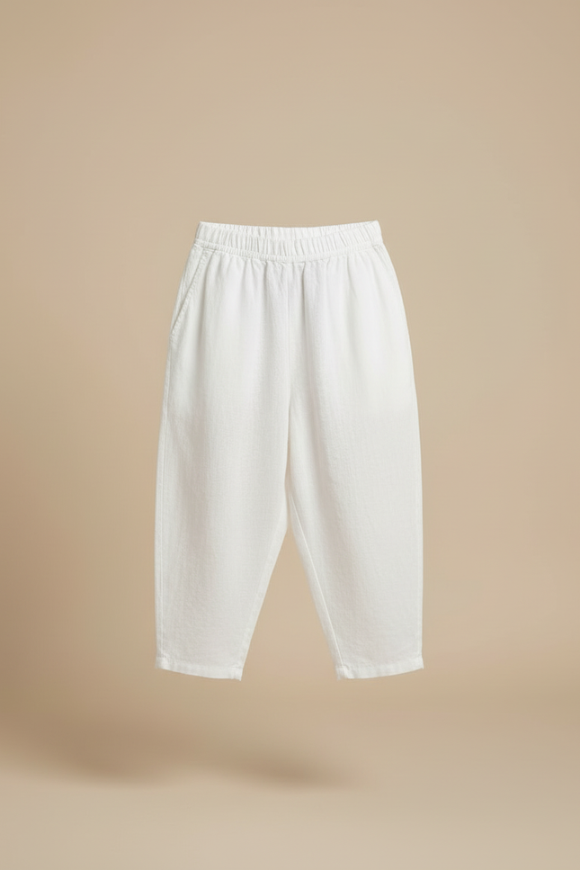 Pantalon Blanc Coton Lin Ample Enfant Décontracté Estival - vue 3