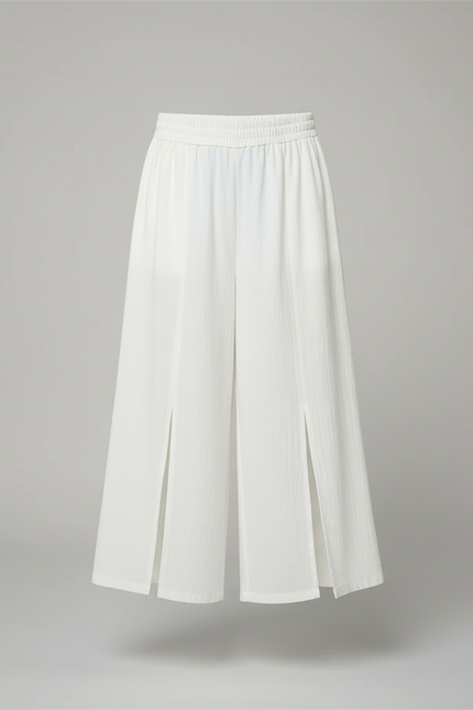 Pantalon Blanc Fendu Ample Fluide Enfant - Lin - vue 3