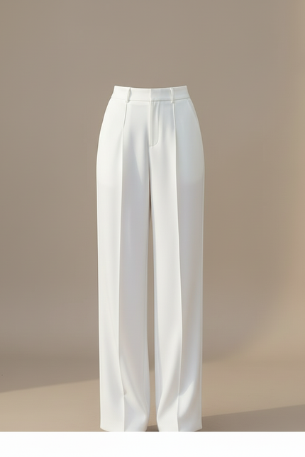 Pantalon Blanc Ample Taille Haute Jambe Large Décontracté - Polyester - vue 3