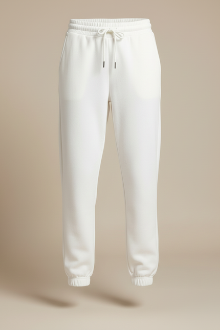Pantalon Blanc Molletonné Décontracté Ample Cordon - vue 3