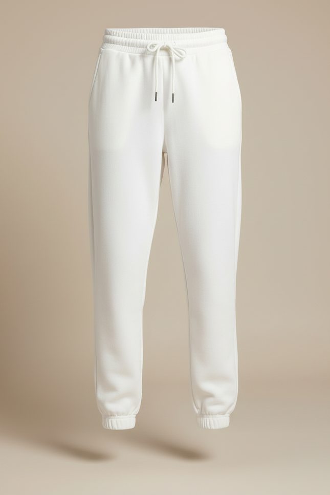 Pantalon Blanc Molletonné Décontracté Ample Cordon - vue 3