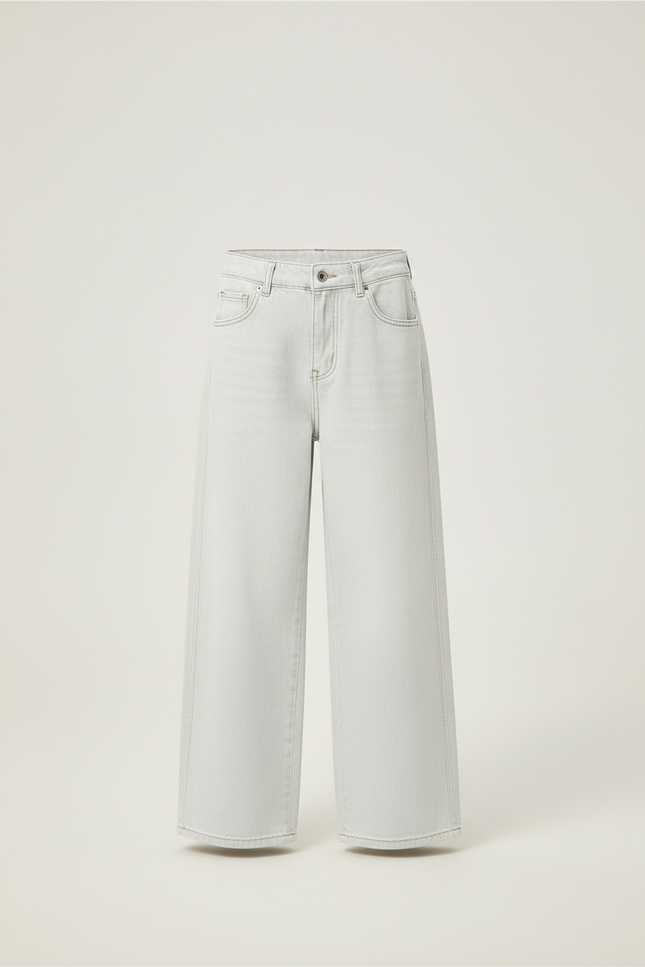 Pantalon Blanc Ample Jean Garçon Décontracté - Gris - vue 3