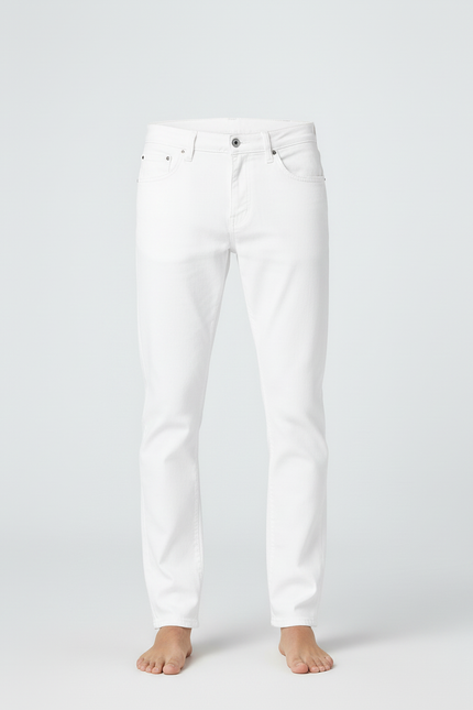 Pantalon Blanc Coton Slim Stretch Homme Décontracté - vue 3