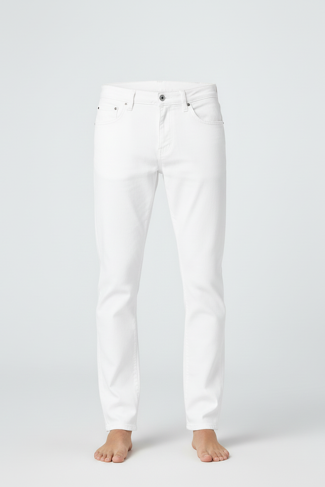 Pantalon Blanc Coton Slim Stretch Homme Décontracté - vue 3