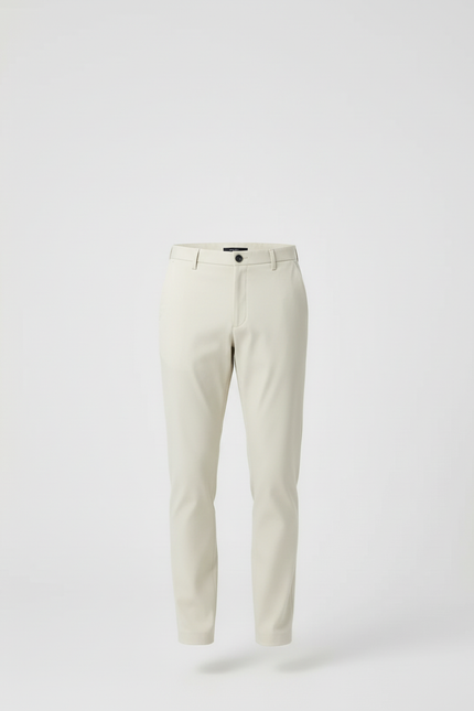 Pantalon Blanc Homme Droit Décontracté Extensible Léger - Beige Gabardine - vue 3