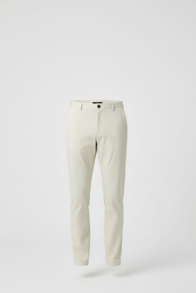 Pantalon Blanc Homme Droit Décontracté Extensible Léger - Beige Gabardine - vue 3