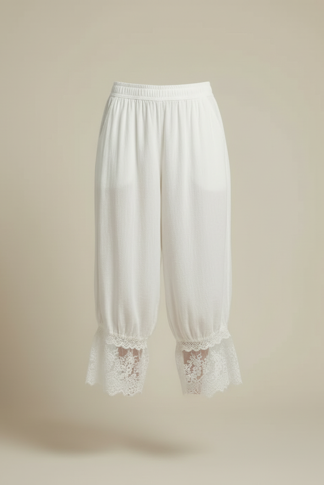 Pantalon Bouffant Femme Blanc - Lin - vue 3