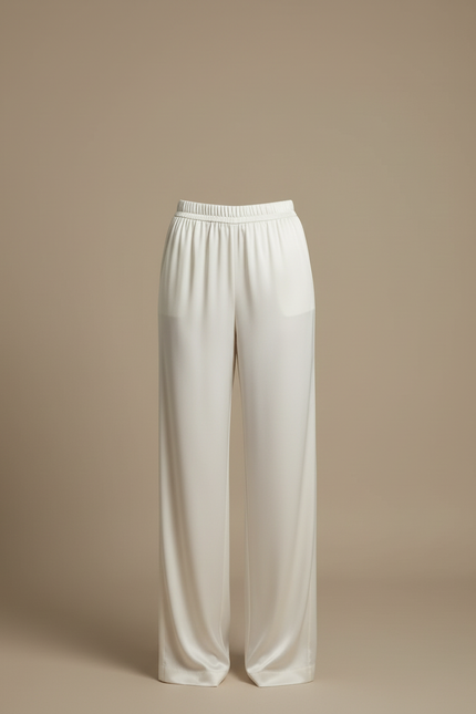 Pantalon Blanc Non Transparent - Satin - vue 3