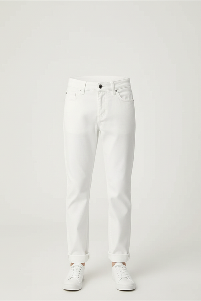 Pantalon Blanc Garçon Coton Slim Décontracté - vue 3