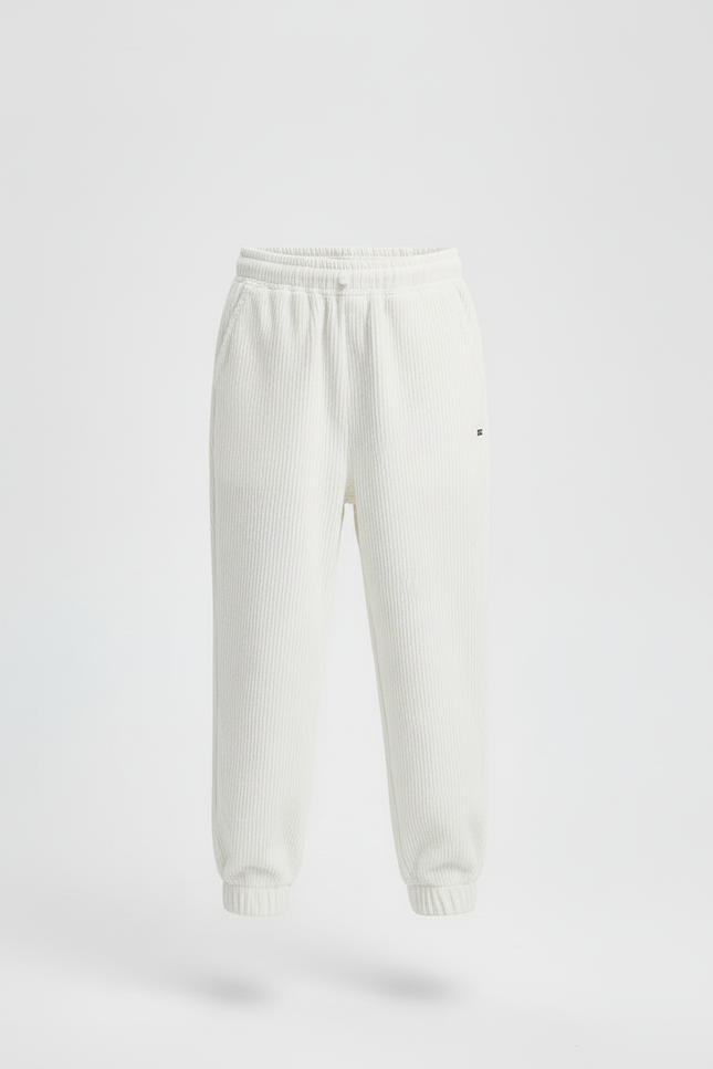 Pantalon Blanc Côtelé Ample Décontracté Enfant Sport - Cordé - vue 3