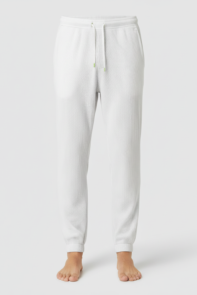 Pantalon Blanc Plissé Ample Léger Cordon Homme - Cordé - vue 3