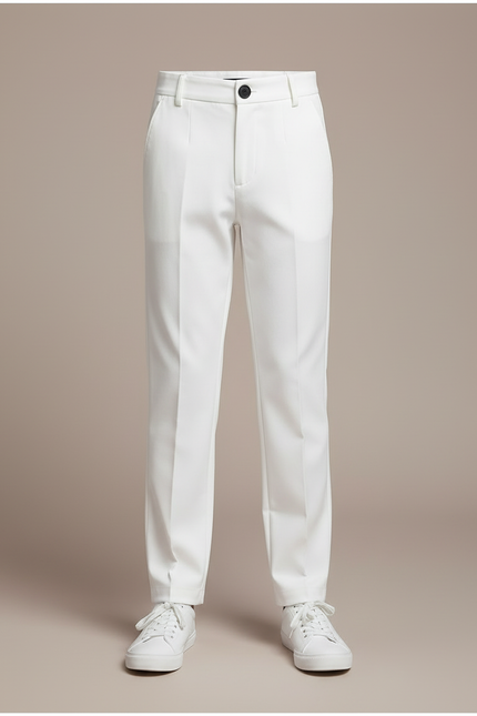 Pantalon Blanc Habillé Élégant Enfant Garçon Formel - Polyester - vue 3