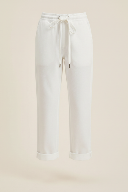 Pantalon Blanc Côtelé Décontracté Ample Cordon Fille - Coton - vue 3