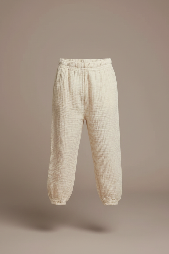 Pantalon Blanc Gaze De Coton - Beige - vue 3