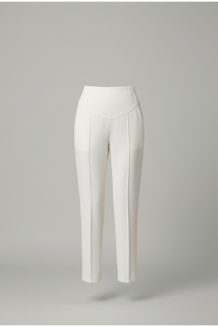 Pantalon Blanc Taille Haute Coupe Droite Femme - Gabardine - vue 3