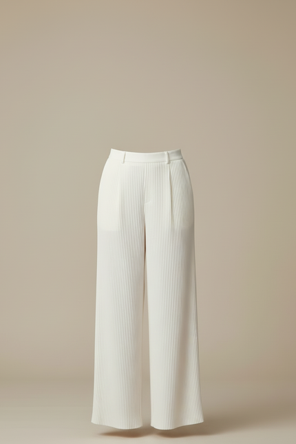 Pantalon Crepe Fluide Blanc - Polyester - vue 3