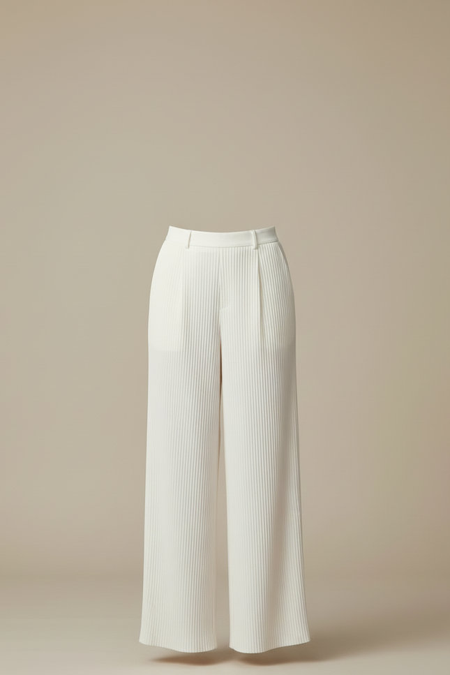 Pantalon Crepe Fluide Blanc - Polyester - vue 3