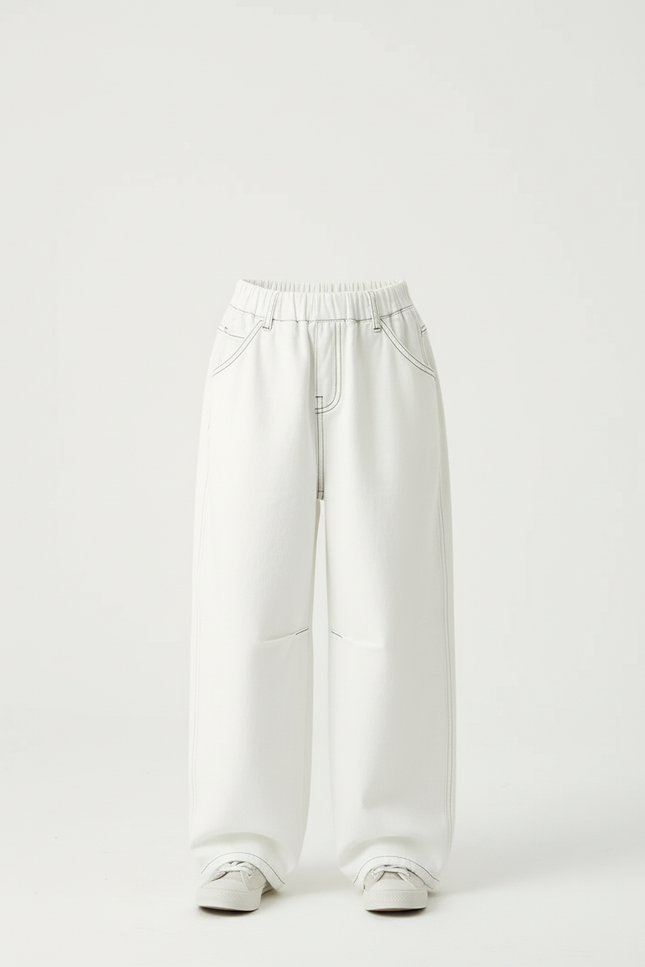 Pantalon Blanc Ample Décontracté Enfants Confort - Jean - vue 3