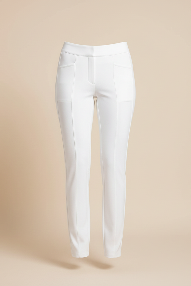 Pantalon Blanc Femme Slim Ajusté Équestre Poches - Polyester - vue 3