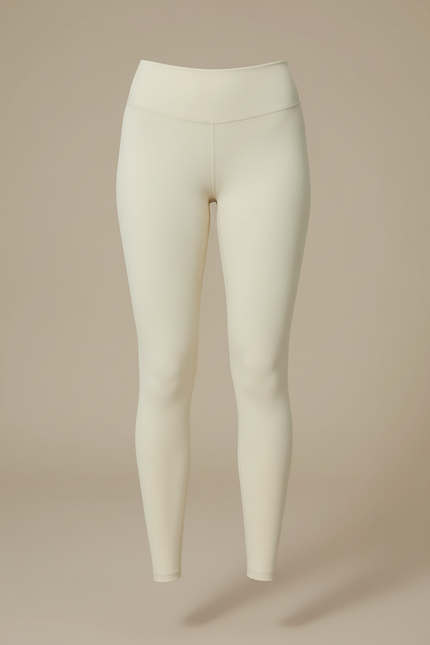 Pantalon Blanc Élastique Confortable Taille Haute Yoga - Beige Polyester - vue 3