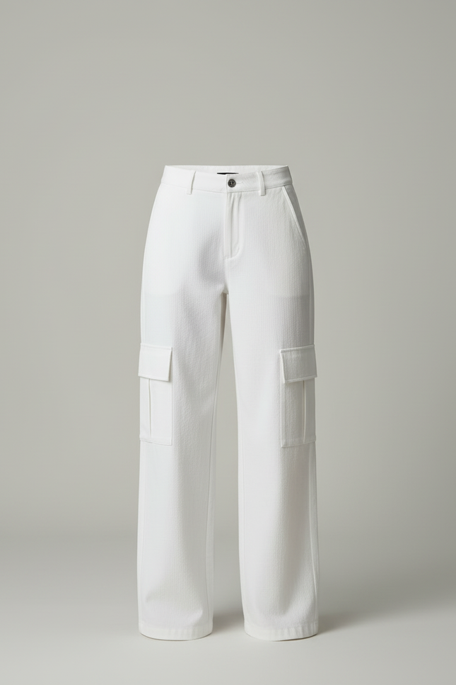 Pantalon Militaire Femme Blanc - Jean - vue 3