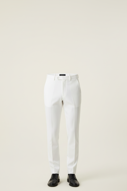 Pantalon Blanc Homme Droit Élégant Classique Habillé - Gabardine - vue 3