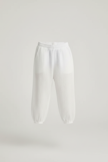 Pantalon Blanc Gaze Coton Décontracté Ample Enfant - vue 3