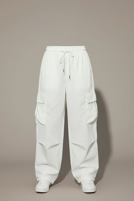 Pantalon Blanc Cargo Ample Jogging Enfant - Polyester - vue 3