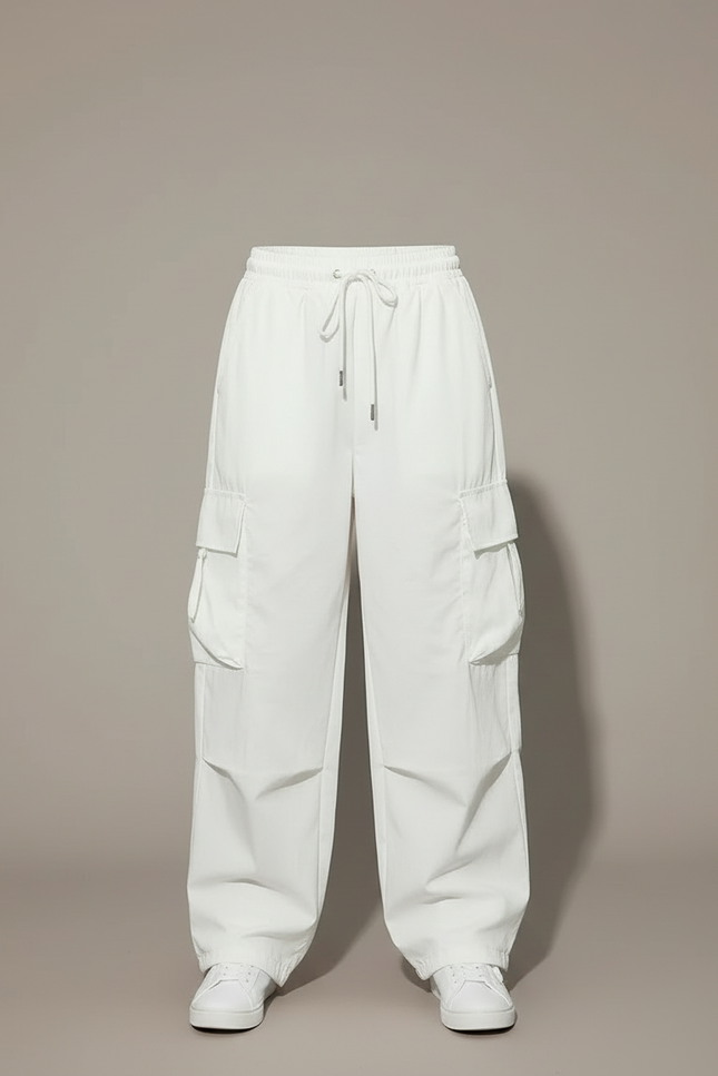 Pantalon Blanc Cargo Ample Jogging Enfant - Polyester - vue 3