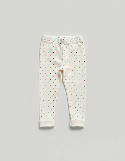 Pantalon Blanc Legging Polka Dots Élastique Confortable Enfant - Coton