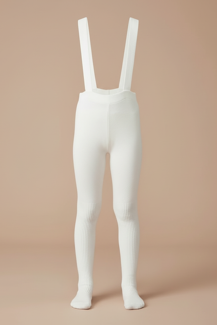 Pantalon Blanc Salopette Côtelé Enfant Nœud Papillon - Molleton - vue 3