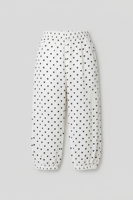 Pantalon Blanc Coton Ample Cœurs Noirs Garçon - vue 3