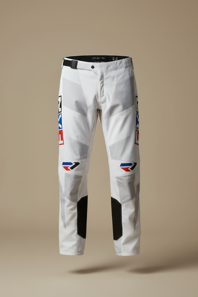 Pantalon Blanc Motocross Racing Sportif Ajusté - Polyester - vue 3