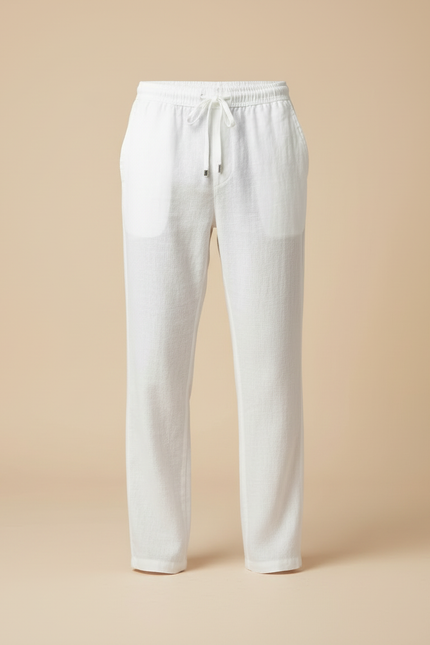 Pantalon Blanc Lin Cordon Léger Homme Décontracté - vue 3