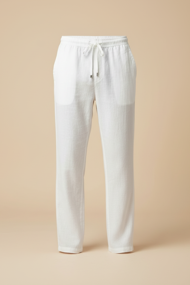 Pantalon Blanc Lin Cordon Léger Homme Décontracté - vue 3