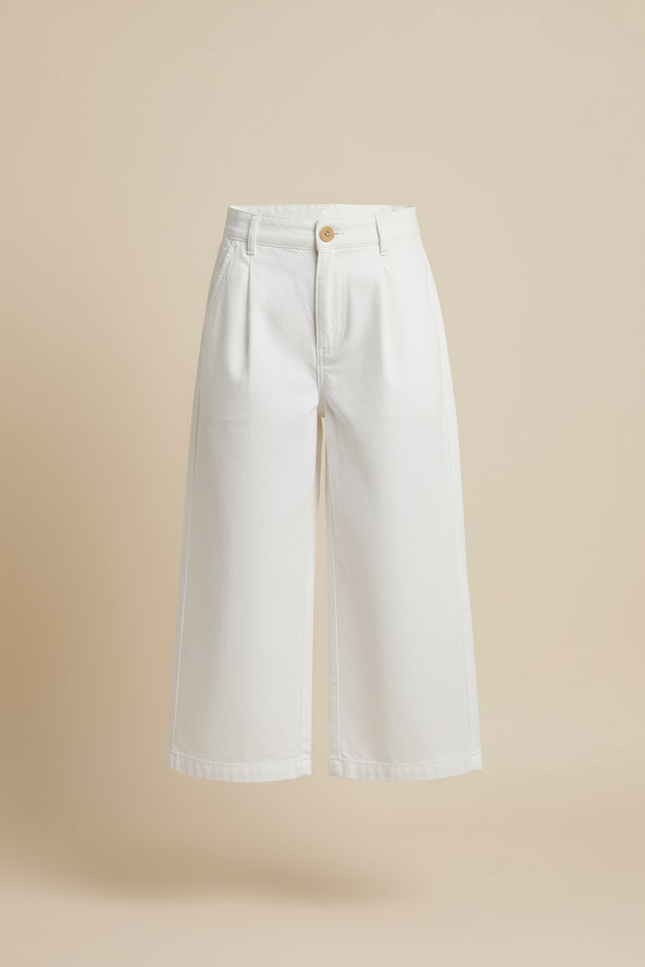 Pantalon Blanc Droit Ample Coton Enfant Simple - Jean - vue 3