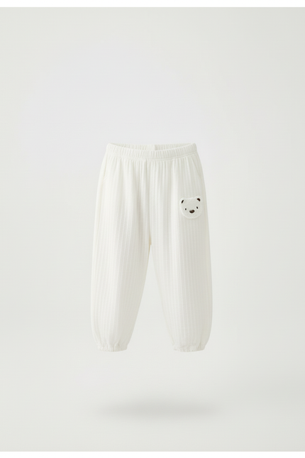 Pantalon Blanc Coton Ample Décontracté Ours Enfant - vue 3