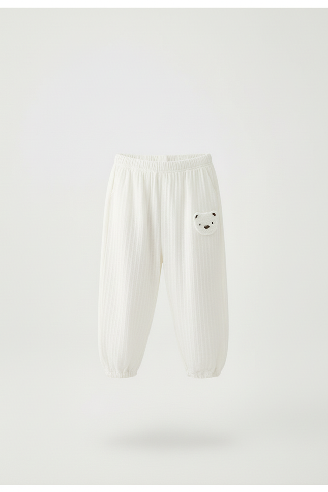 Pantalon Blanc Coton Ample Décontracté Ours Enfant - vue 3