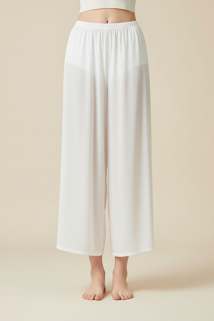 Pantalon Blanc Fluide Ample Yoga Danse Léger - Polyester - vue 3