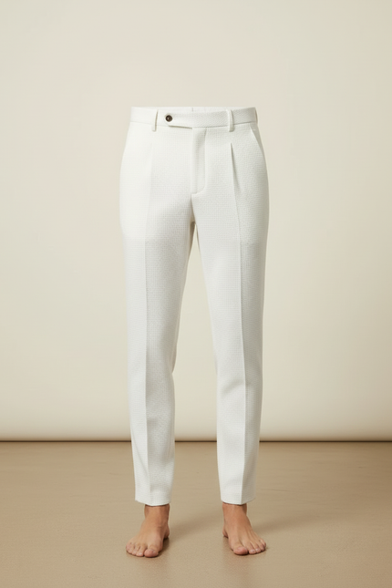 Pantalon Blanc Homme Texturé Slim Habillé - Coton - vue 3