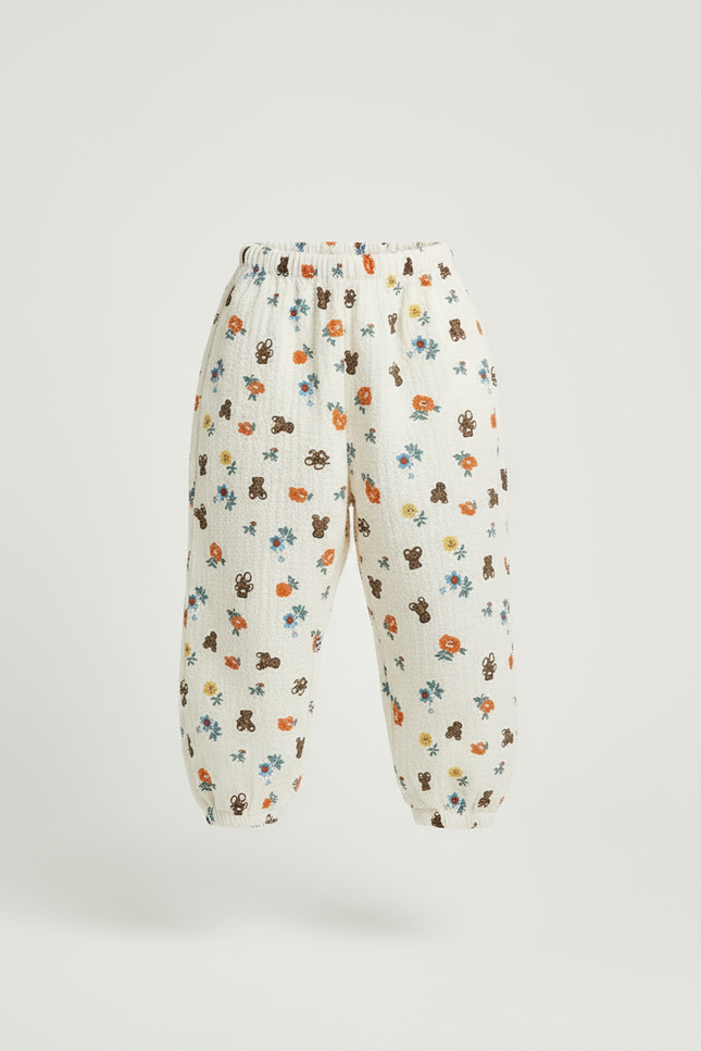 Pantalon Blanc Fleuri - Coton - vue 3