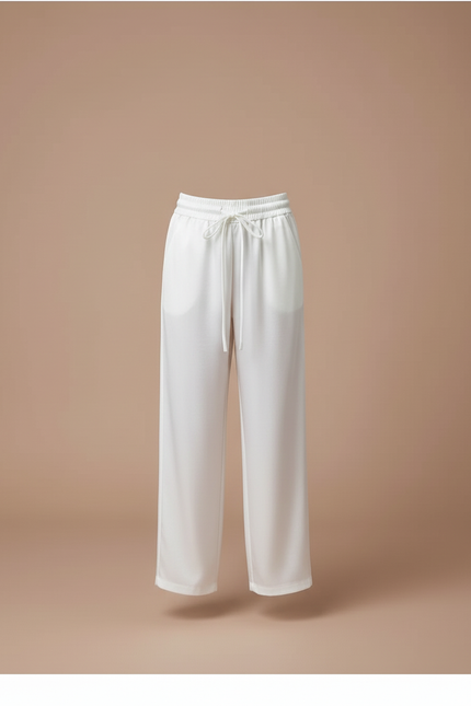 Pantalon Blanc Fluide Satiné Ample Décontracté Fille - vue 3