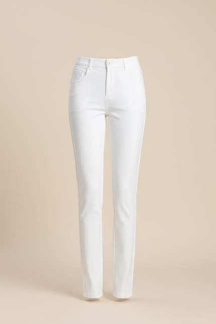 Pantalon Blanc Femme Taille Haute Slim Extensible - Polyester - vue 3