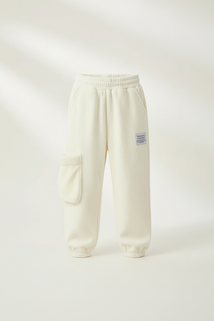 Pantalon Blanc Côtelé Doux Chaud Hiver Enfant - Cordé - vue 3