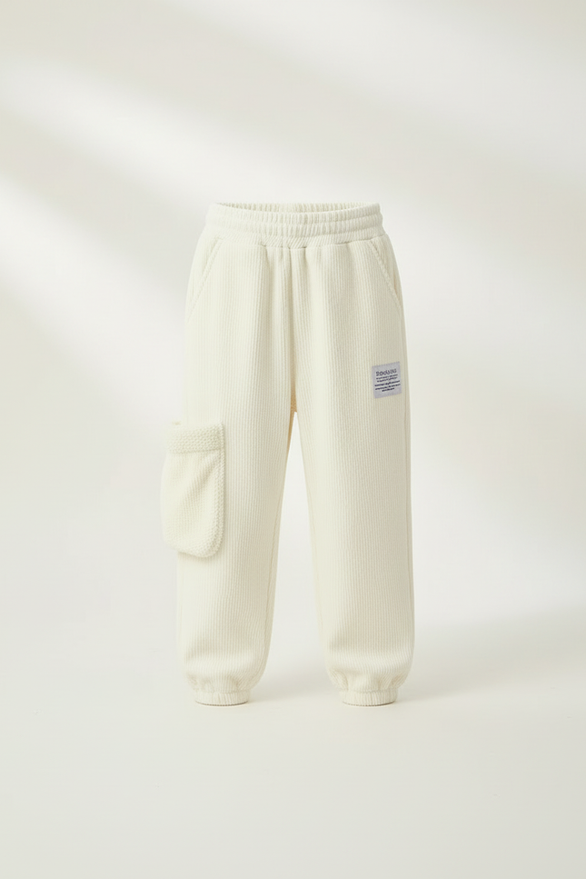 Pantalon Blanc Côtelé Doux Chaud Hiver Enfant - Cordé - vue 3